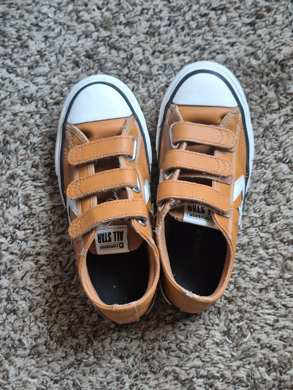 Converse Kids Low Top Velcro Sneakers in Tan